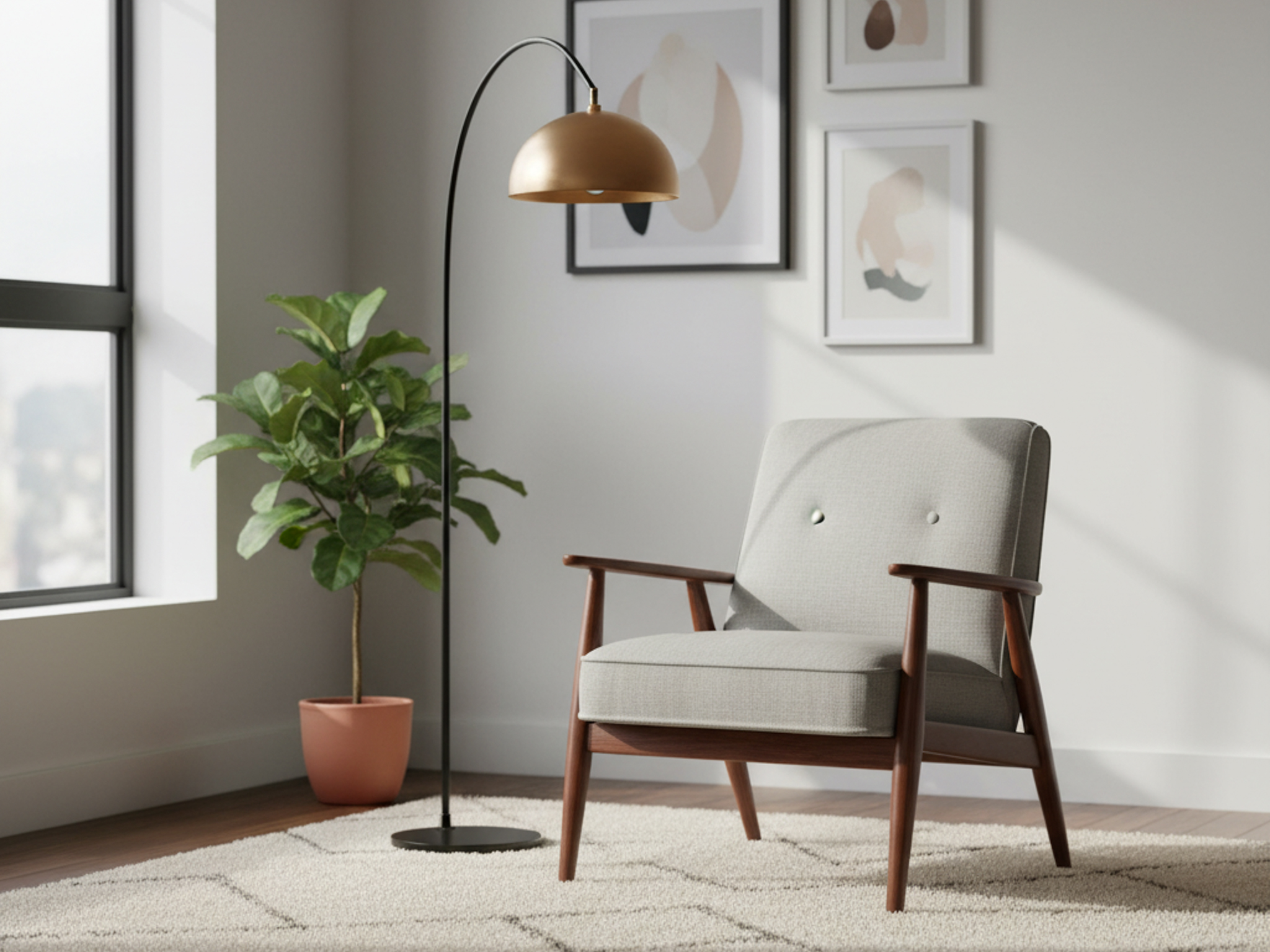 設計感單椅和立燈